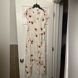 Ana white red floral wrap dress